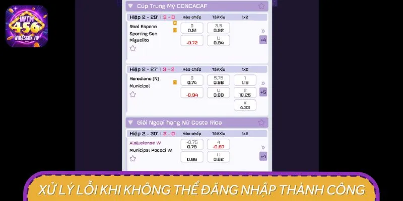 Xử lý lỗi khi không thể đăng nhập thành công